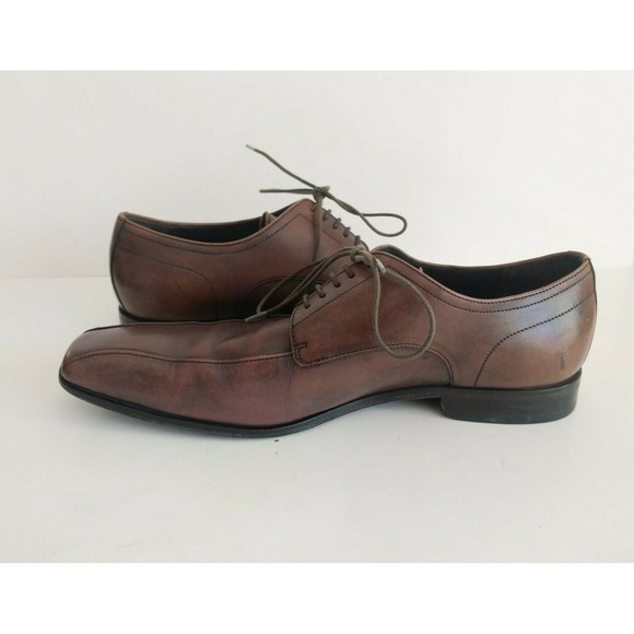 HUGO BOSS  Men Sz 11.5 Leather Lace Up Oxford Shoes Brown - Picture 5 of 12